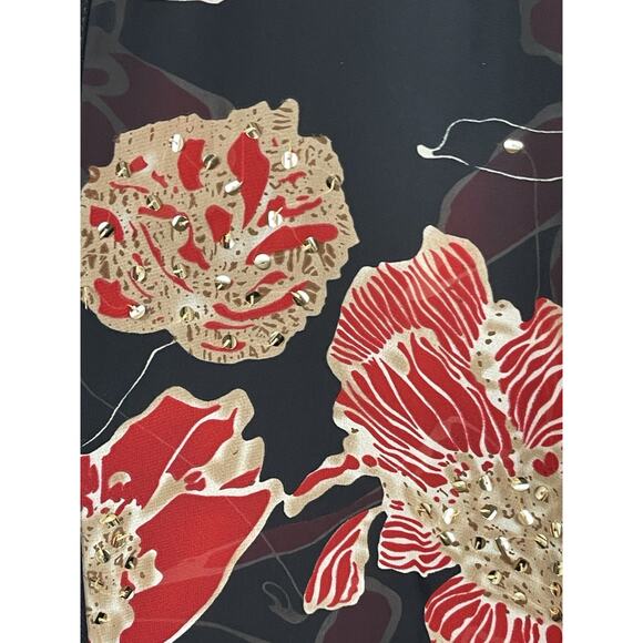 Kimono Duster Black Floral Print Open Front Lightweight OS Boho - Picture 7 of 12